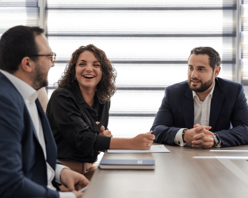 Benjamin Zammit McKean, Stephanie Bianco and Clivert Vella during an A2CO tax department meeting.