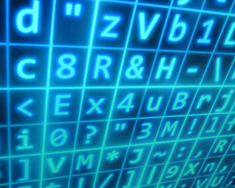 Digital grid of alphanumeric code, representing cybersecurity, data protection, and ICT risk management services by A2CO